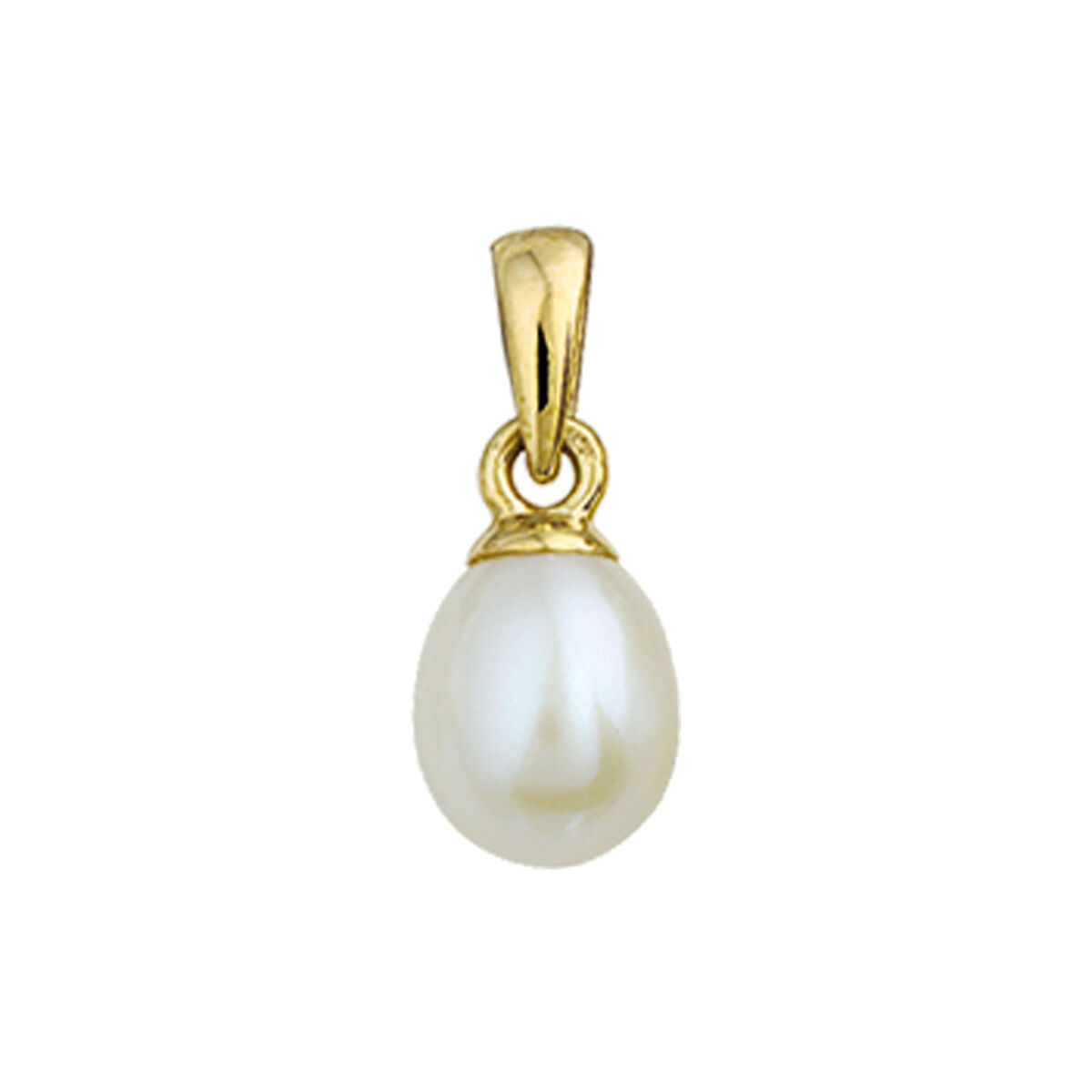 Geelgouden hanger met druppel parel