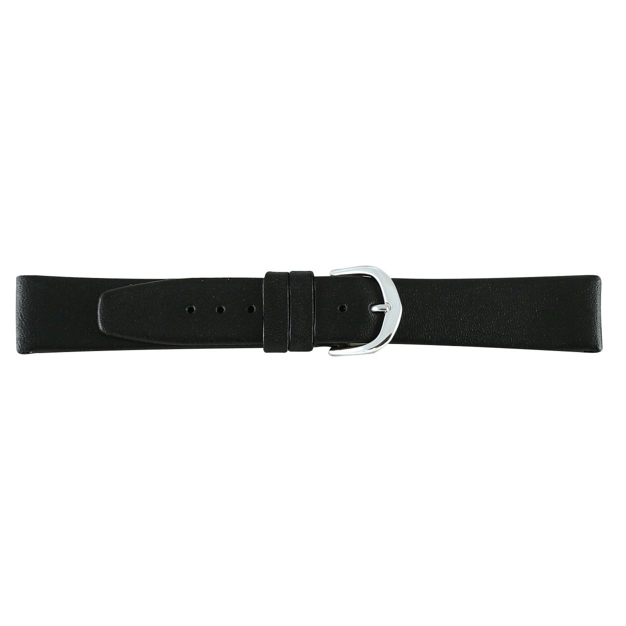 Echt leren band in een zwarte kleur.De band is vlak van model.De band word standaard geleverd met een zilverkleurige gesp. 