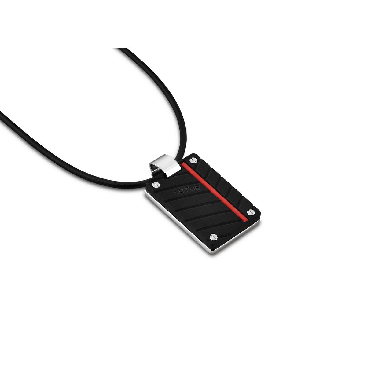 ketting in rubber met hanger Vasquez met rode streep
