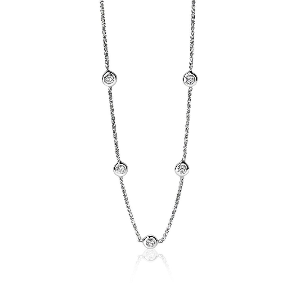 ZINZI zilveren collier 45cm 5 rondjes