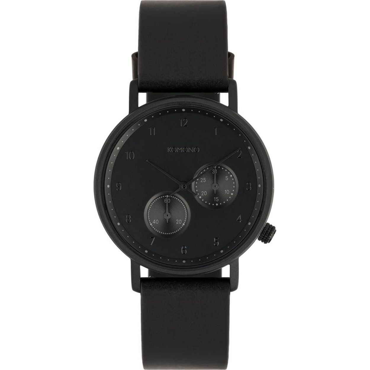De Komono is een trendy Unisexhorloge met een Analoog uurwerk. De kast is gemaakt van Staal en heeft een diameter van 40mm. De kleur van de horlogekast is Zilver en heeft een lichtgrijze wijzerplaat kleur. De horlogeband heeft de kleur Zwart en is gemaakt van leer. Daarnaast is de glasplaat van Mineraalglas.