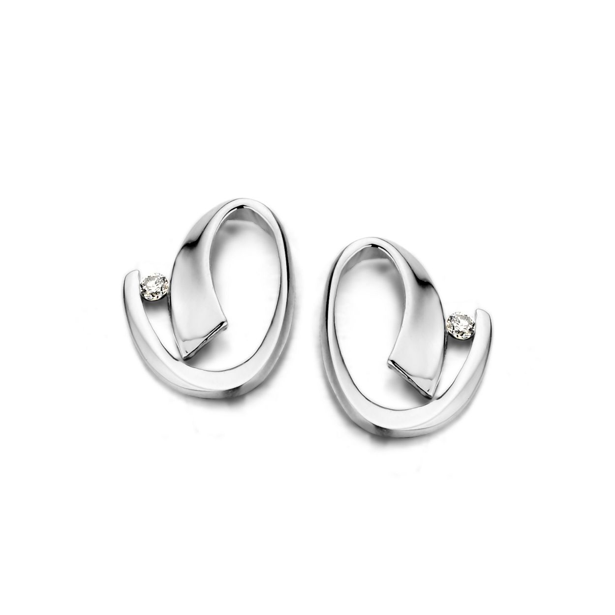 oorbellen in wit goud 18kt met 0.04ct briljant
