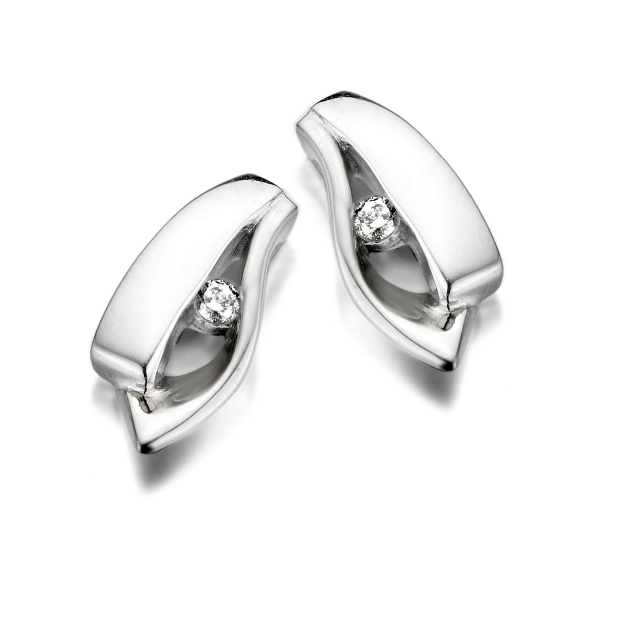Oorstekers in wit goud met briljant 0.03ct