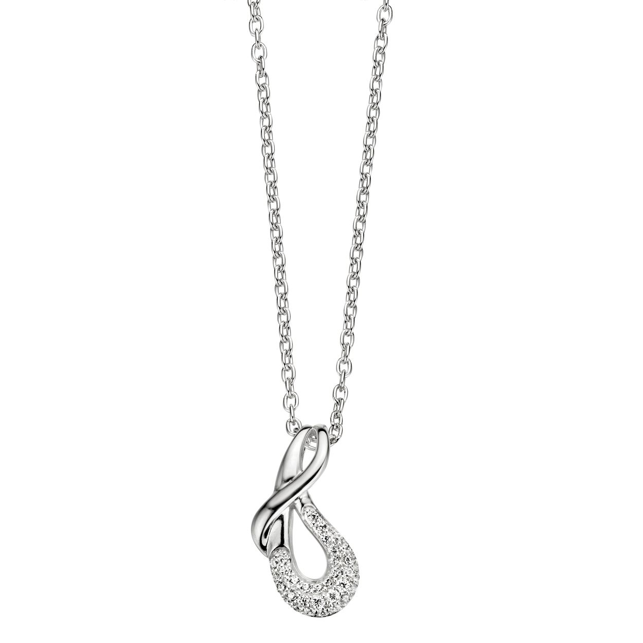hanger in wit goud 18kt met zirconium steentjes gezet
de prijs is zonder ketting