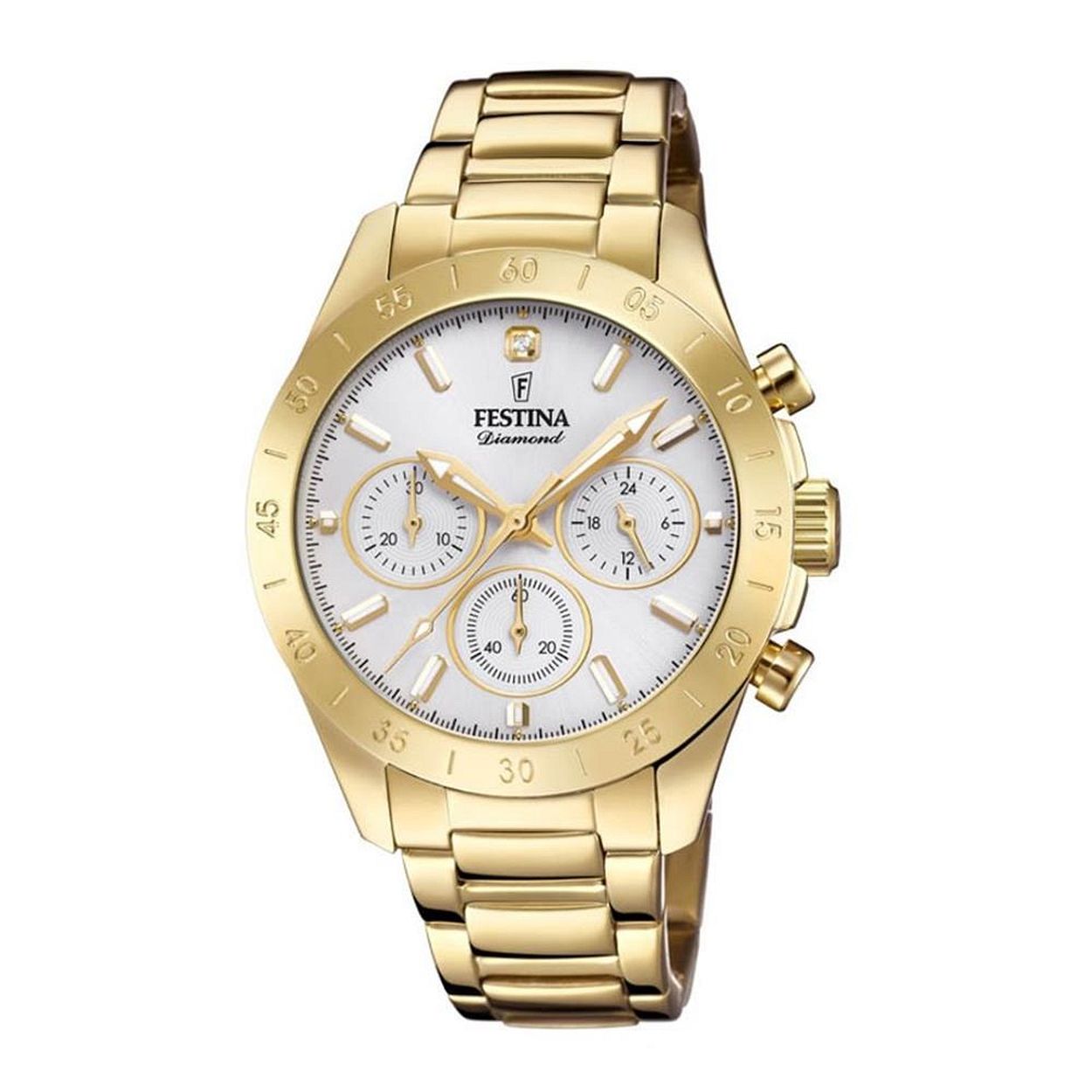 Een goudkleurige dames horloge van Festina.