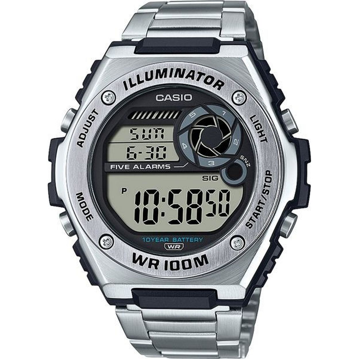 Dit herenhorloge is van het merk Casio. Het is een digitaal horloge gemaakt van edelstaal
De verdere specificaties van het horloge zijn als volgt:
Glassoort: mineraal
Kastmateriaal: edelstaal
Waterdichtheid: 10 ATM
Kastkleur: Zilver
Bandmateriaal: Edelstaal
Bandkleur: Zilver
Kastmaat: 51
Wijzerplaatkleur: Zwart
Kastvorm: Rond
Sluiting: Druksluiting