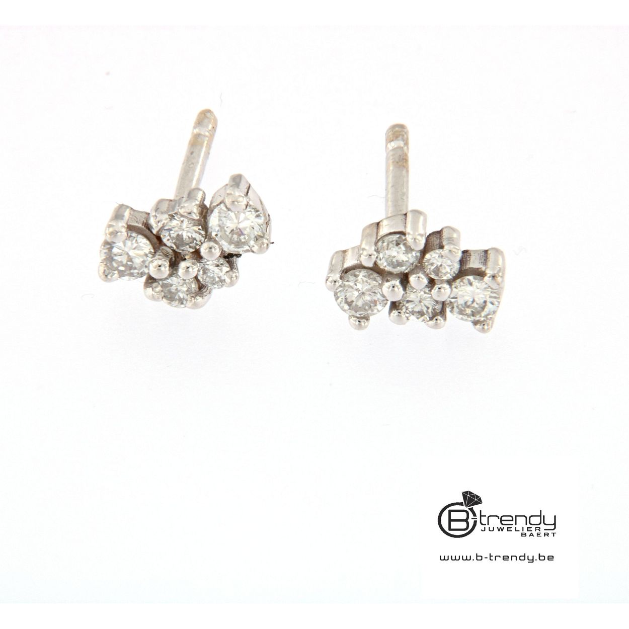oorbellen in wit goud 18kt met briljant 0.34ct