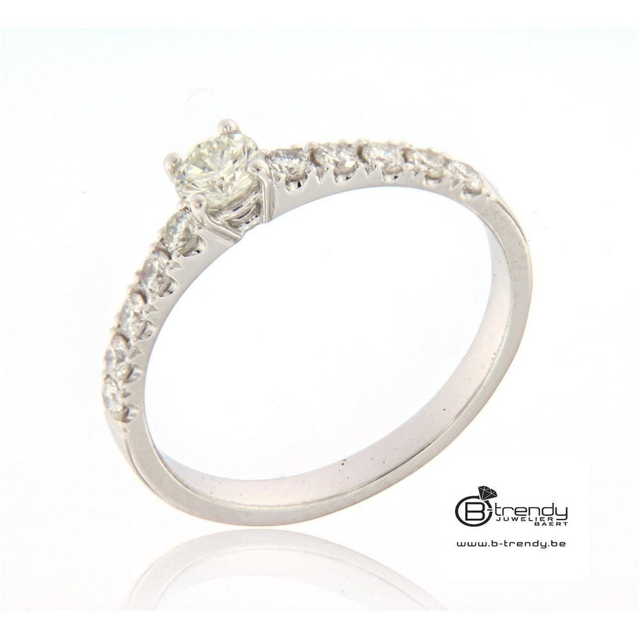 18kt witgouden ring met briljant 0.42ct