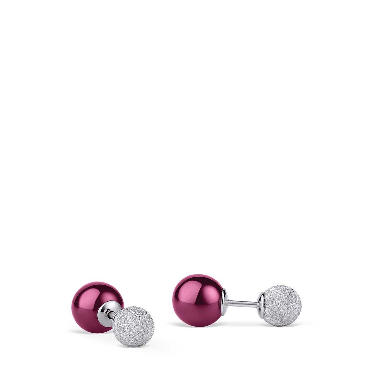 BERING Oorstekers, grote paarse bol en kleine glitter bol