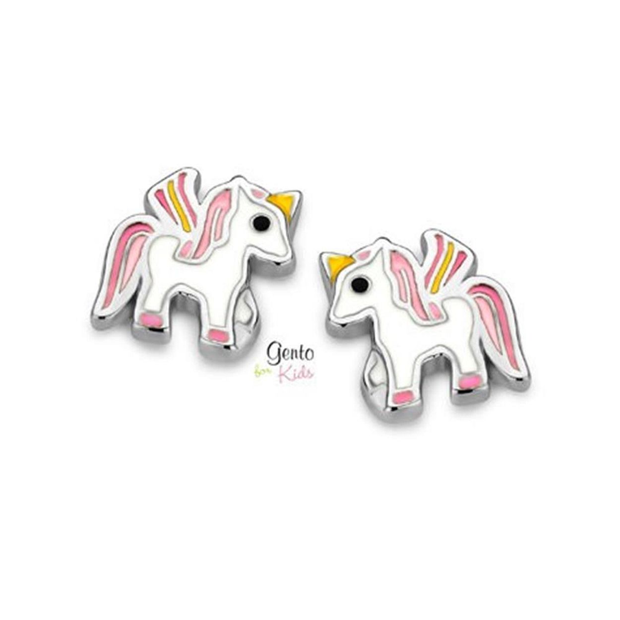 Zilveren oorstekers 'unicorn roze' van Gento kids
Bijhorende armband en ketting met hanger ook verkrijgbaar
