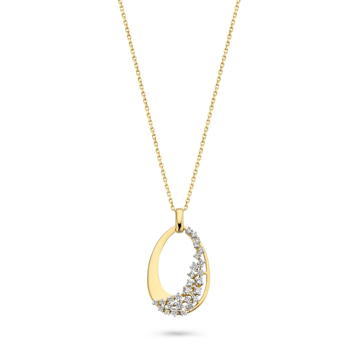 bicolor hanger 18kt goud met diamant 0.54ct (briljant geslepen)
de ketting is inbegrepen in de prijs