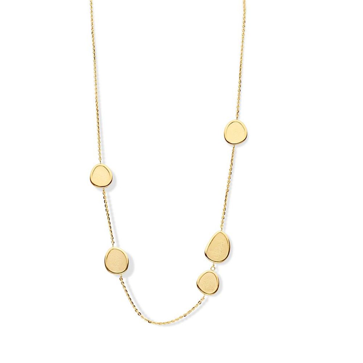 collier 45/42cm in 18kt geel goud met ice-mat plaatjes