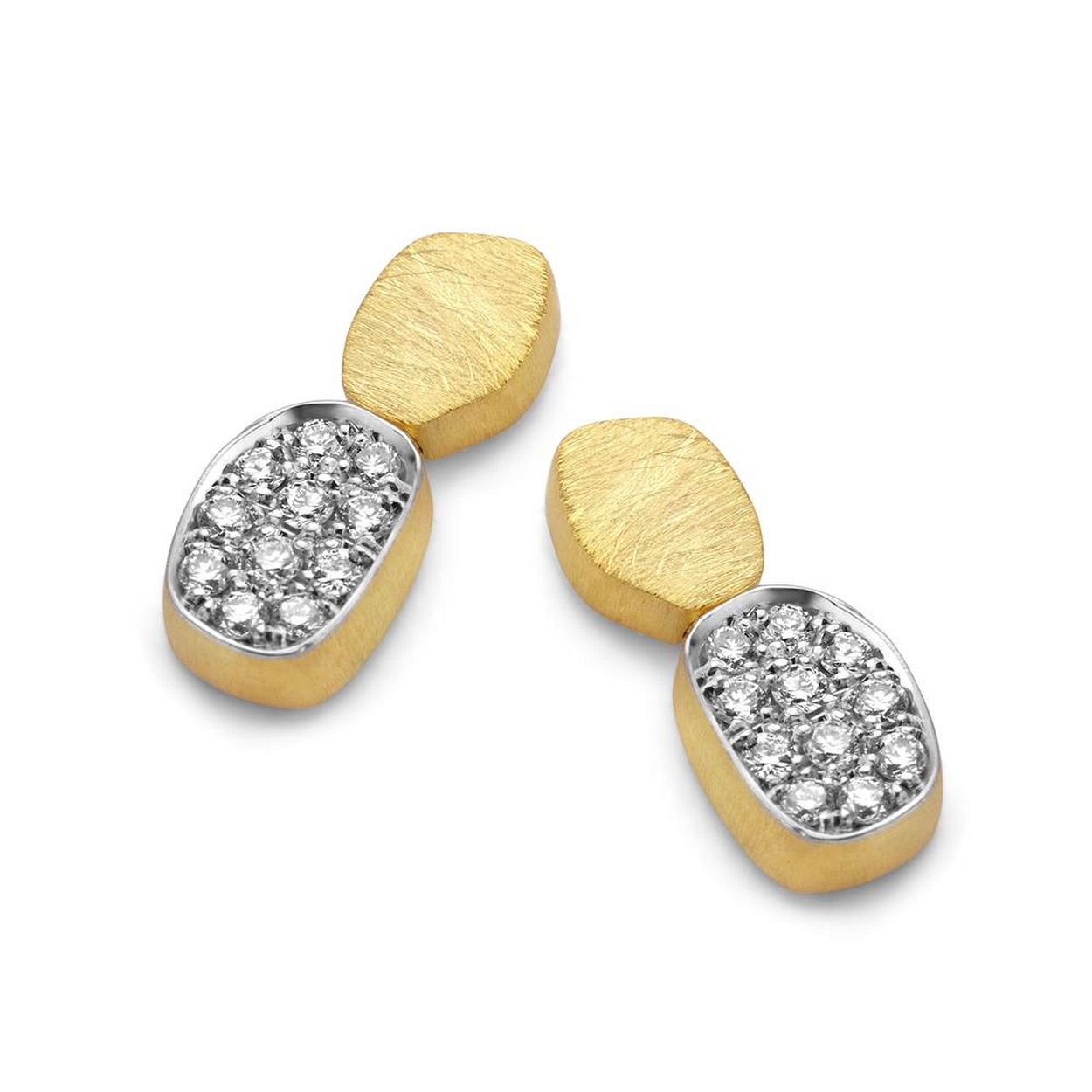 Oorbellen in 18kt geel goud met 0.22ct briljant gezet