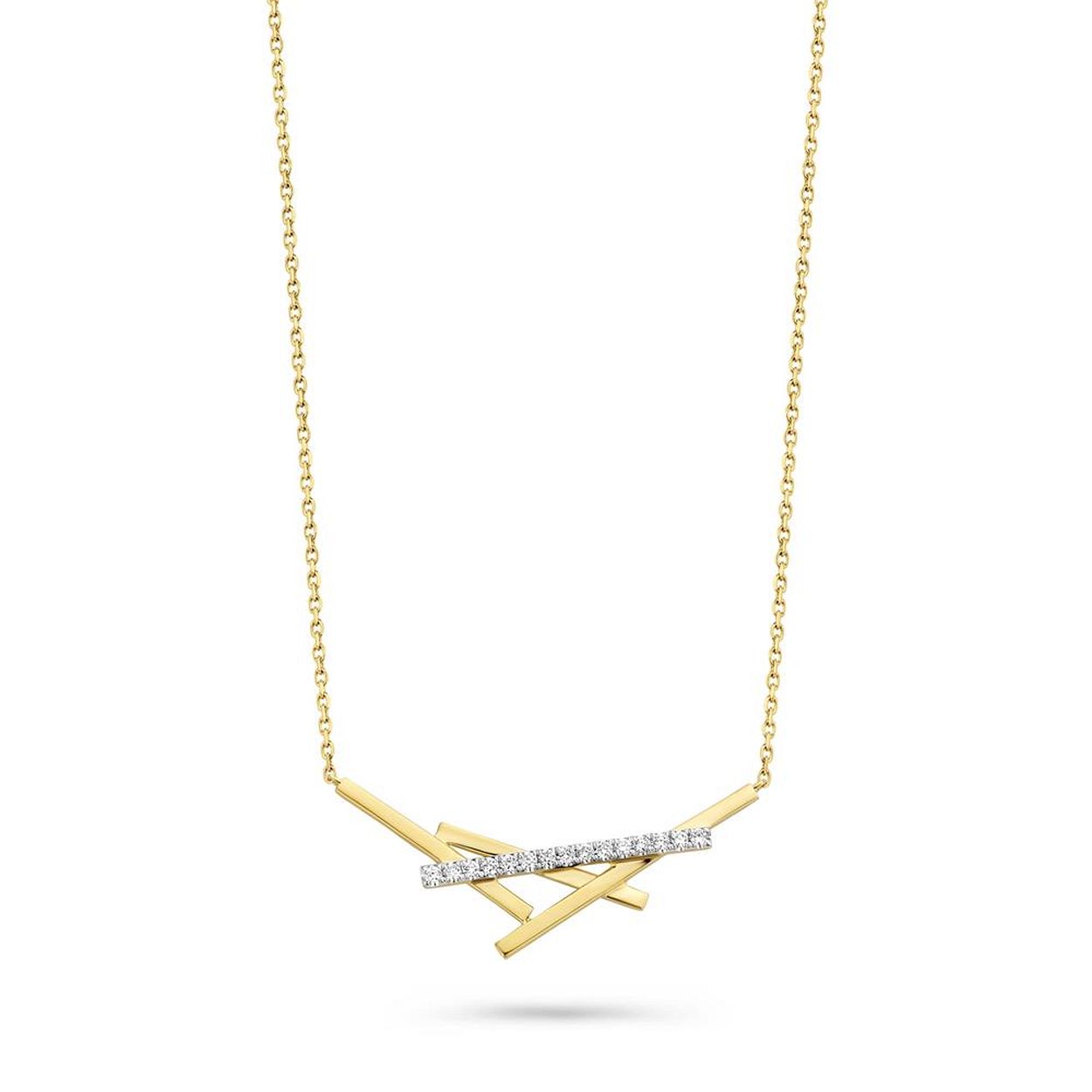 strakke collier in 18kt goud met briljant 0.22ct