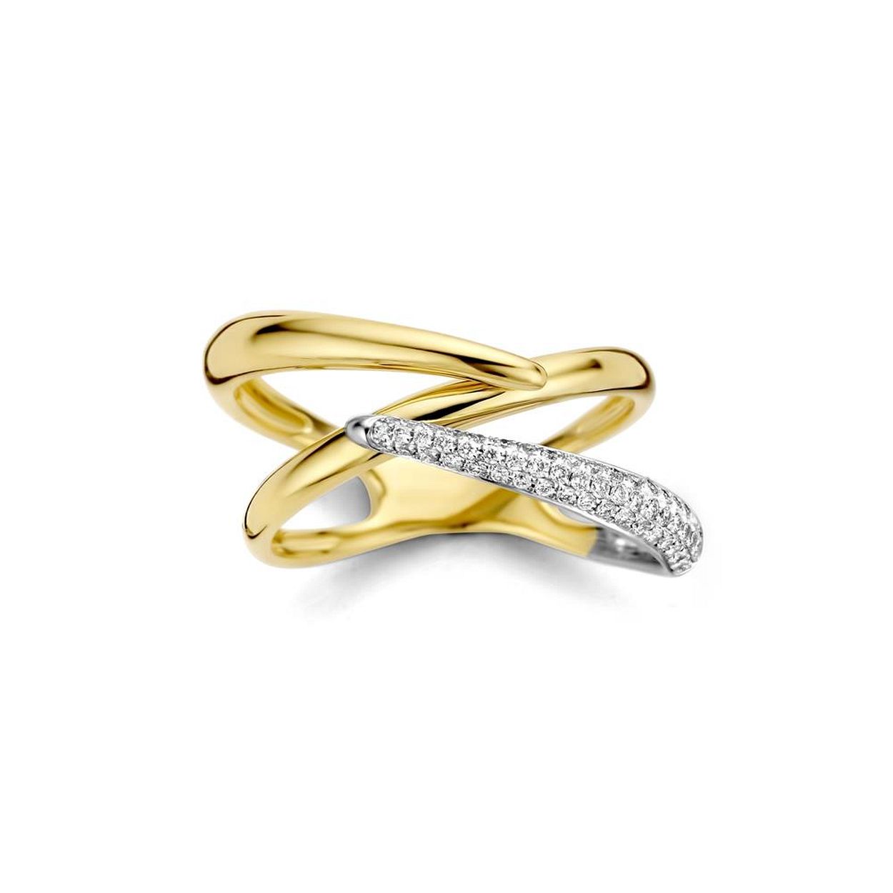 bicolor ring in 18kt goud met 0.23ct diamant