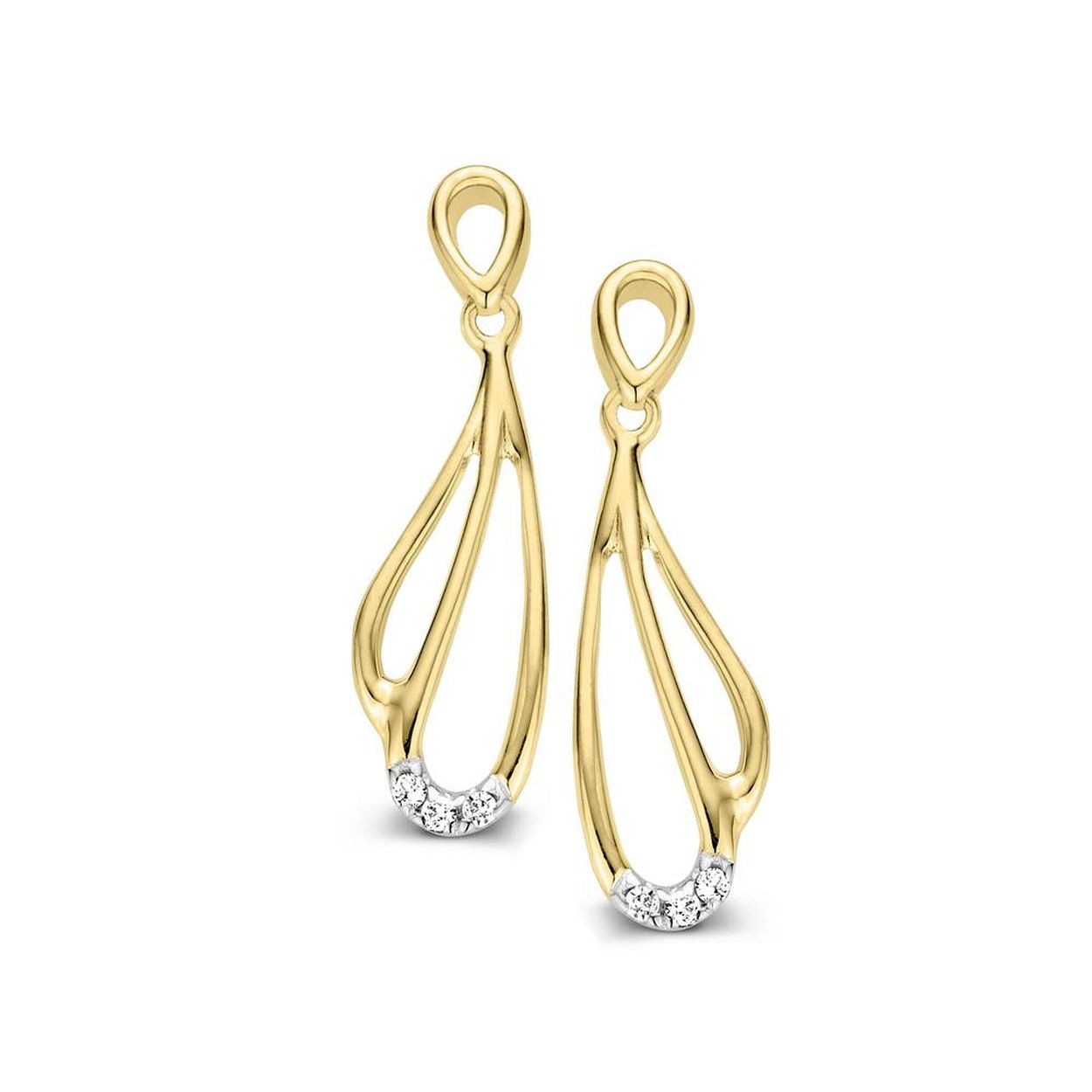 oorbellen in 18kt goud met briljant 0.03ct