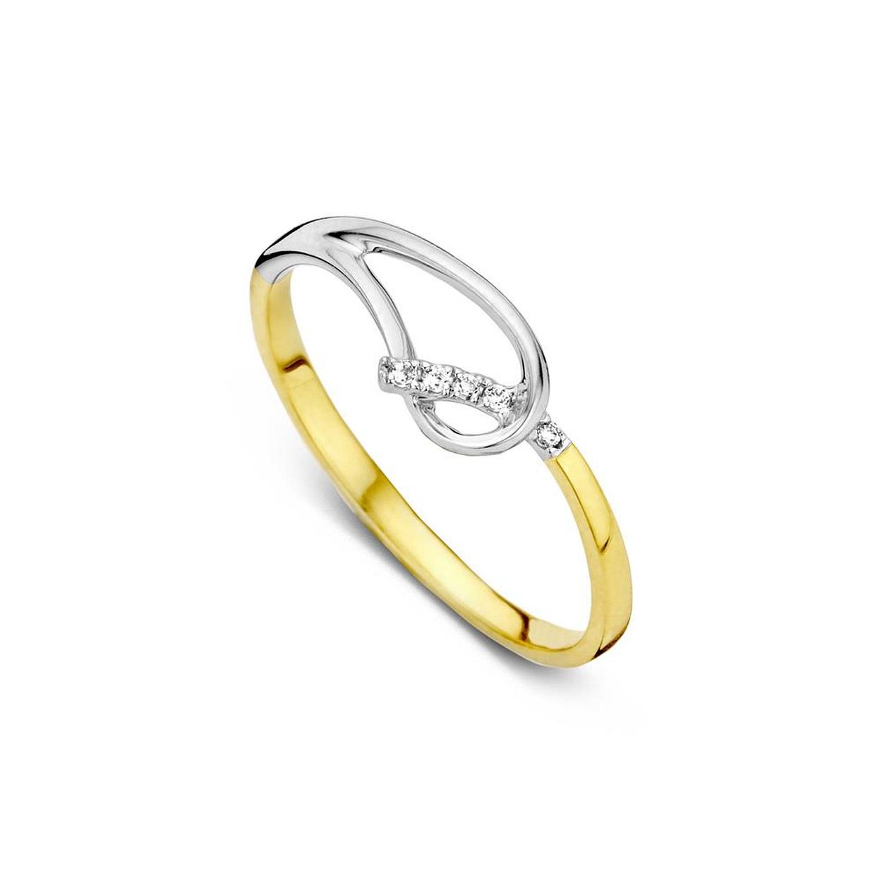 bicolor ring in 18kt goud met 0.03ct briljant