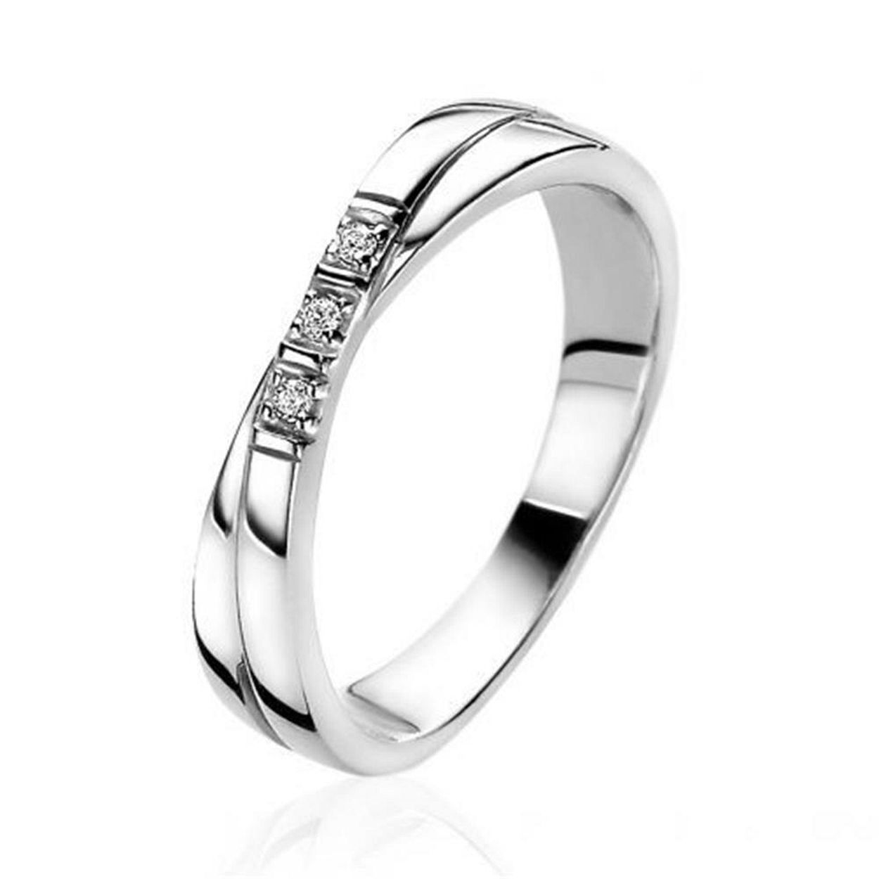 ZINZI zilveren ring kruislings wit
