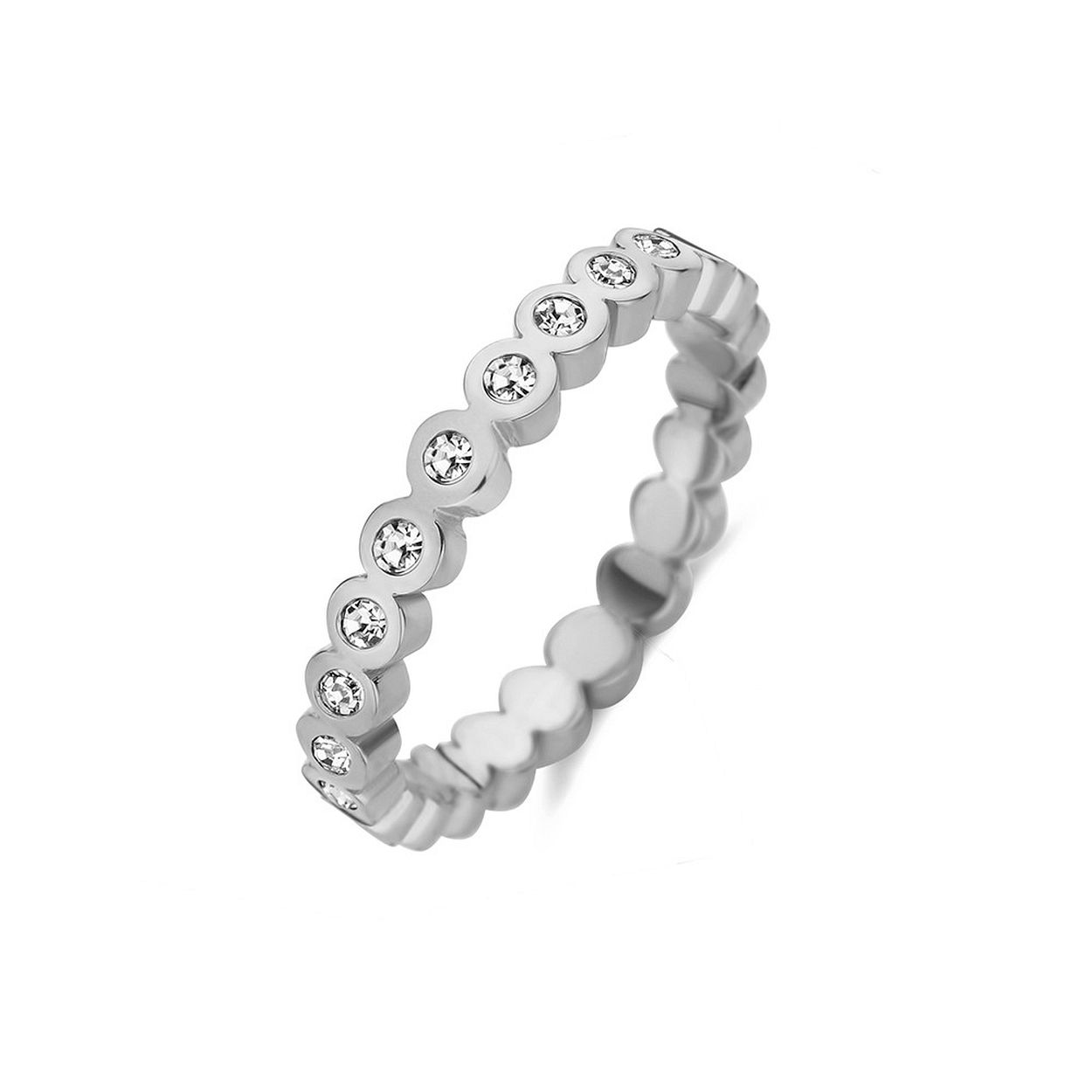 De Melano Friends Wave CZ ring is een sprankelende ring met mooie rondingen. De voorzijde van de ring is ingezet met sprankelende zirkonia's in Crystal of Black.