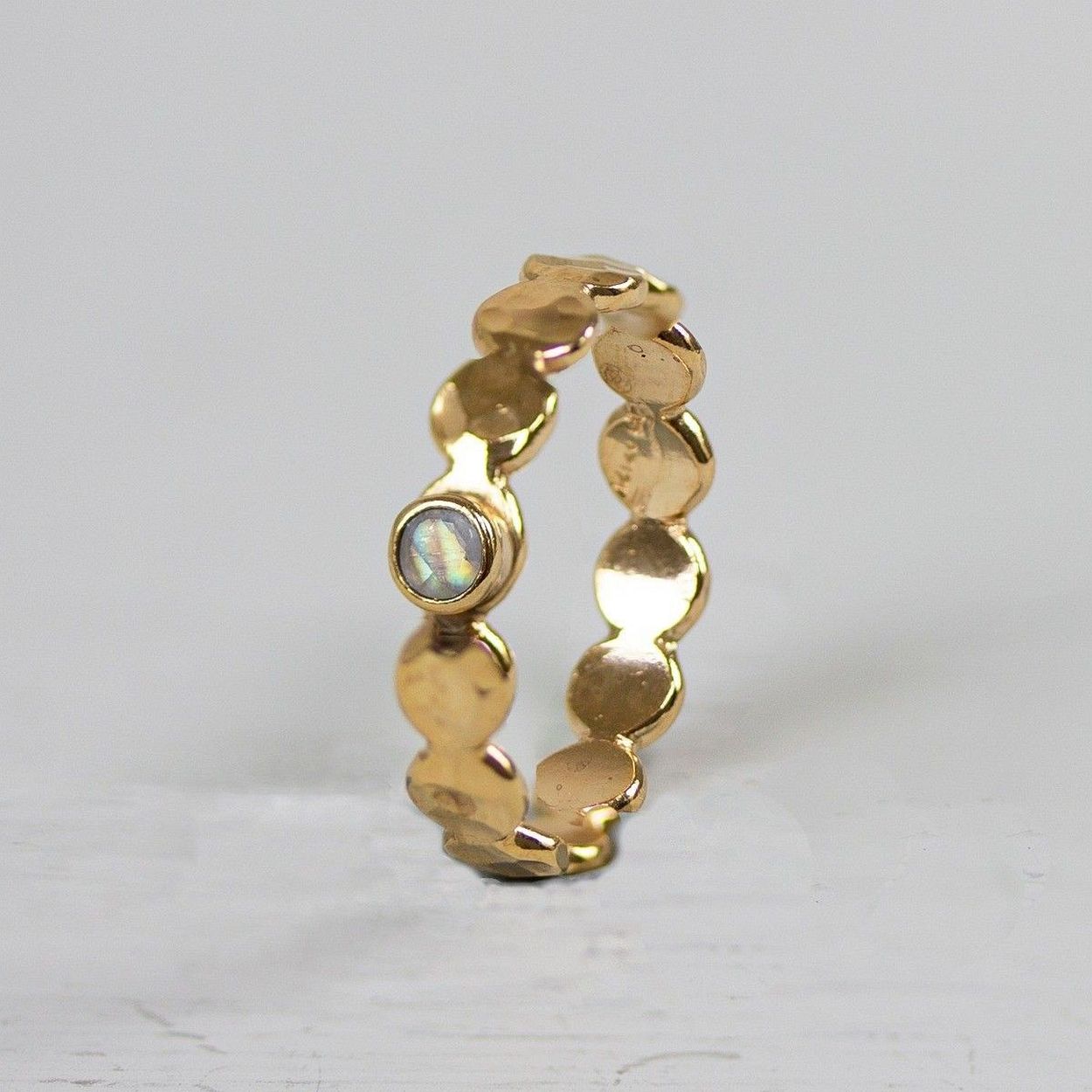 Jeh ring zilver verguld maansteen mt.56