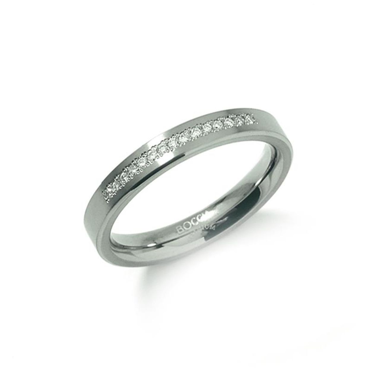 titanium ring voorzien van een rij diamanten