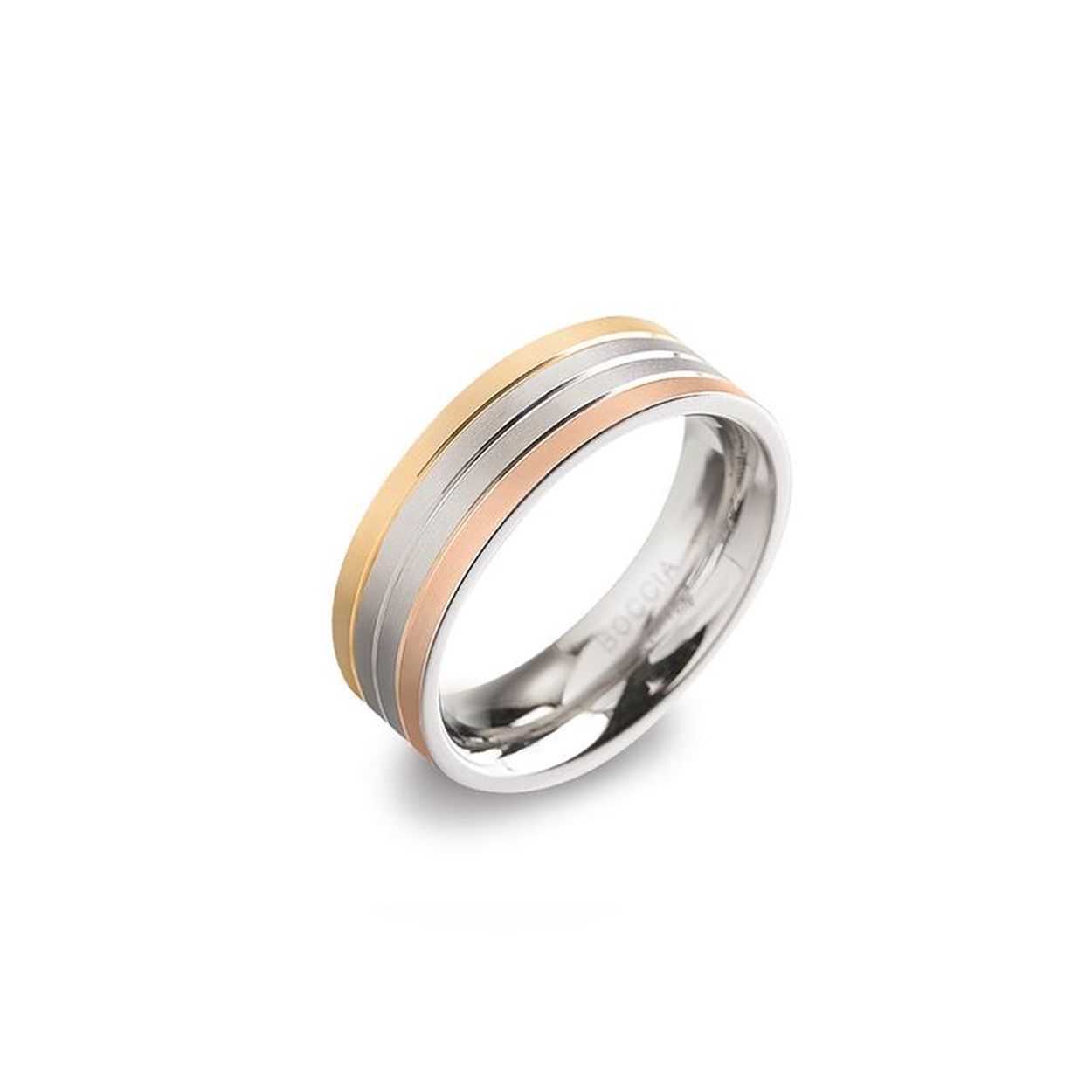 Boccia titanium ring tricolour goldplated