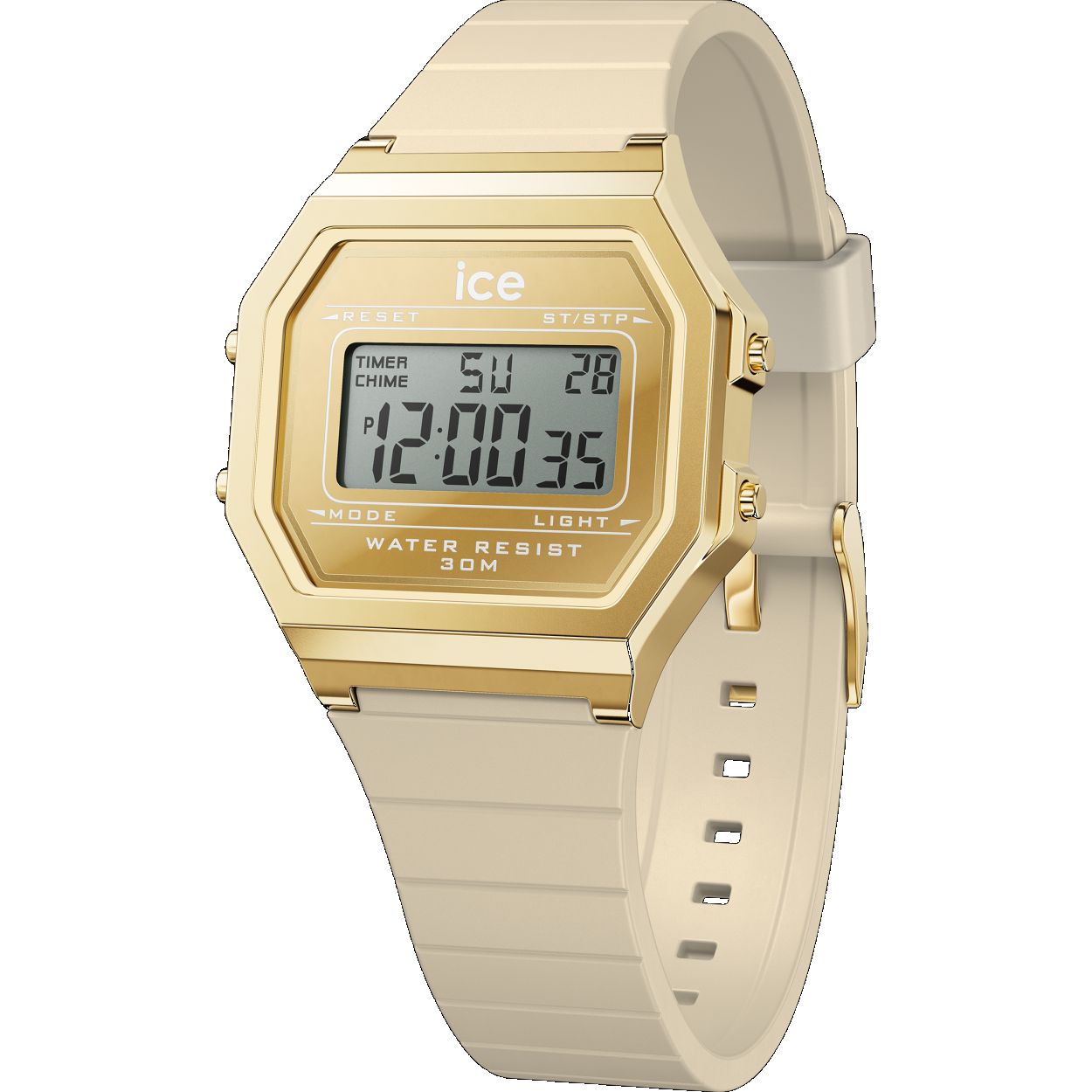 Ontdek de Tijdloze Charme van de ICE Watch Digit Retro
Laat je betoveren door de tijdloze charme van de ICE Digit Retro. Geïnspireerd door de klassiekers uit het verleden, retrostijl met modern comfort dankzij de zachte, comfortabele siliconen band. De volledig metalen wijzerplaat voegt verfijning toe en vormt een elegant contrast met de lichtheid van de band. Dit horloge zal je pols niet verlaten!
Behuizing: Vierkante goudkleurige steenless steel behuizing met een diameter van 32 mm en een hoogte van 10 mm.
Wijzerplaat: Goud kleurige spiegel wijzerplaat die perfect past bij de gouden behuizing.
Band: Beige siliconen horlogebandje, comfortabel en zacht.
Altijd bij de Tijd
Dit horloge is niet alleen mooi, maar ook functioneel. Het heeft een handige datumweergave, zodat je altijd weet welke dag het is. Bovendien is het waterdicht tot 3 bar, wat betekent dat het spatwaterdicht is en je het gerust kunt dragen tijdens het handen wassen.

Kies voor stijl, comfort en functionaliteit met de ICE Watch Digit Retro perfect voor elke gelegenheid, altijd bij de tijd, en een ware blikvanger om je pols.