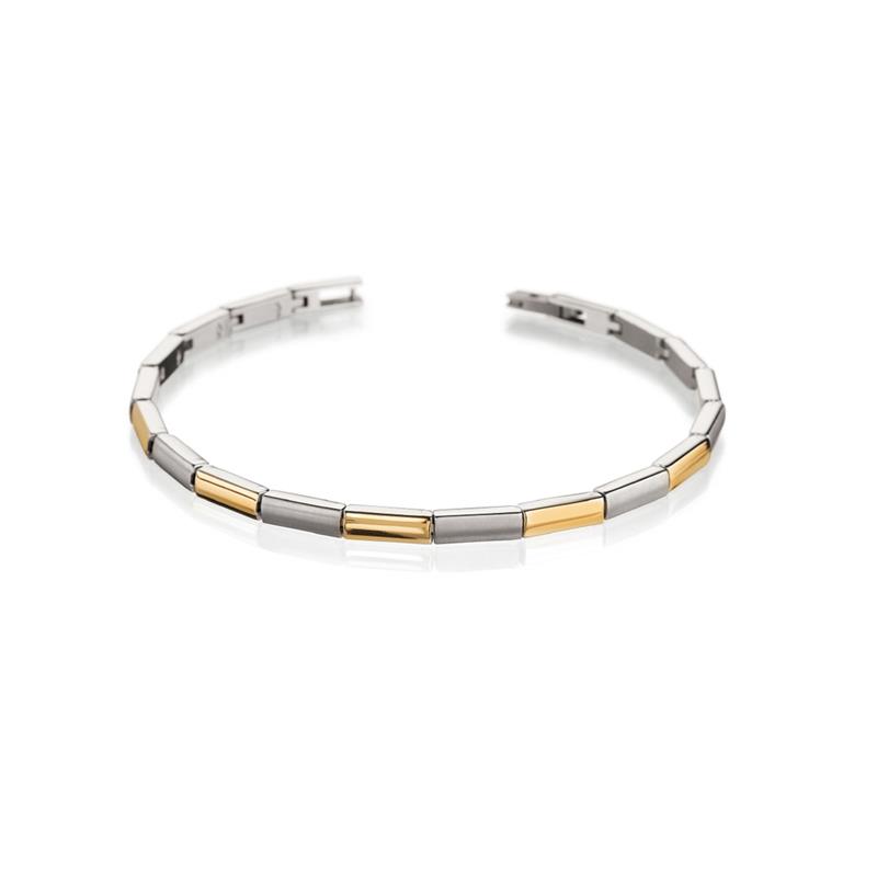 titanium armband bicolor gold-plated. wanneer de armband te groot voor uw pols dan kunnen we deze inkorten.