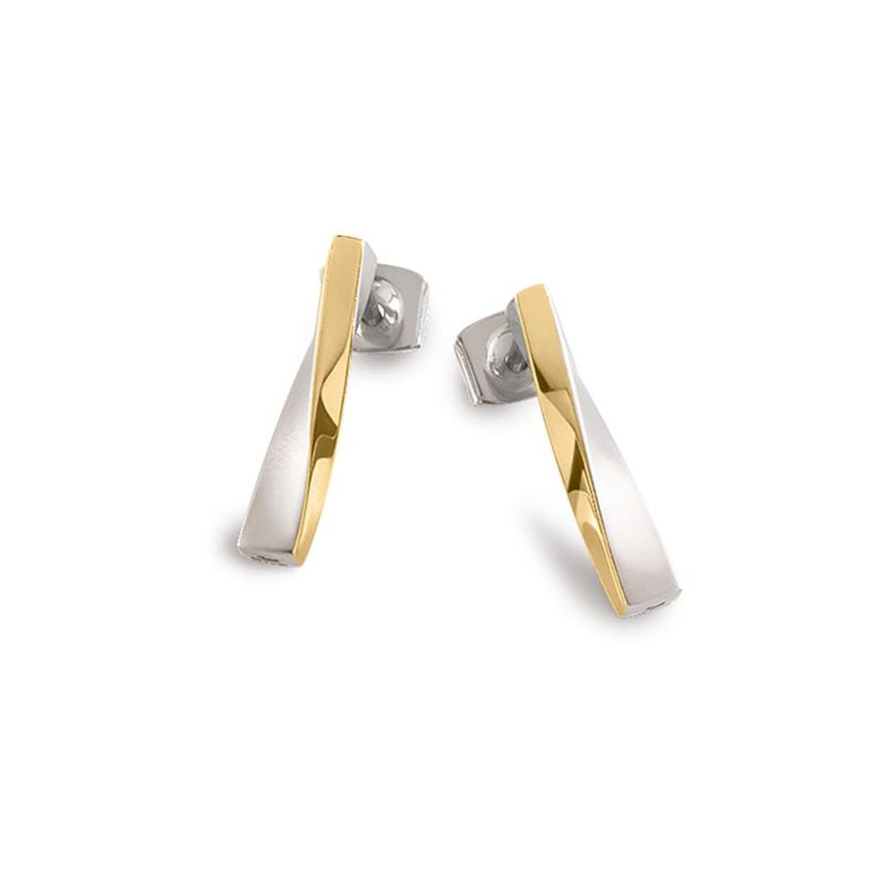 Boccia titanium bicolor oorknoppen met een speelse twist. De oorknoppen zijn gedeeltelijk gematteerd afgewerkt in combinatie met een goudkleurige hoogglans afgewerkte baan.

De huidvriendelijke sieraden van Boccia Titanium zijn elegant en uniek in design. De sieraden zorgen voor een hoog draagcomfort, doordat de sieraden licht zijn in gewicht en snel de temperatuur van de huid aannemen. Boccia Titanium maakt alleen gebruik van pure materialen en is hiermee h&eacute;t merk als het gaat om titanium sieraden en horloges.