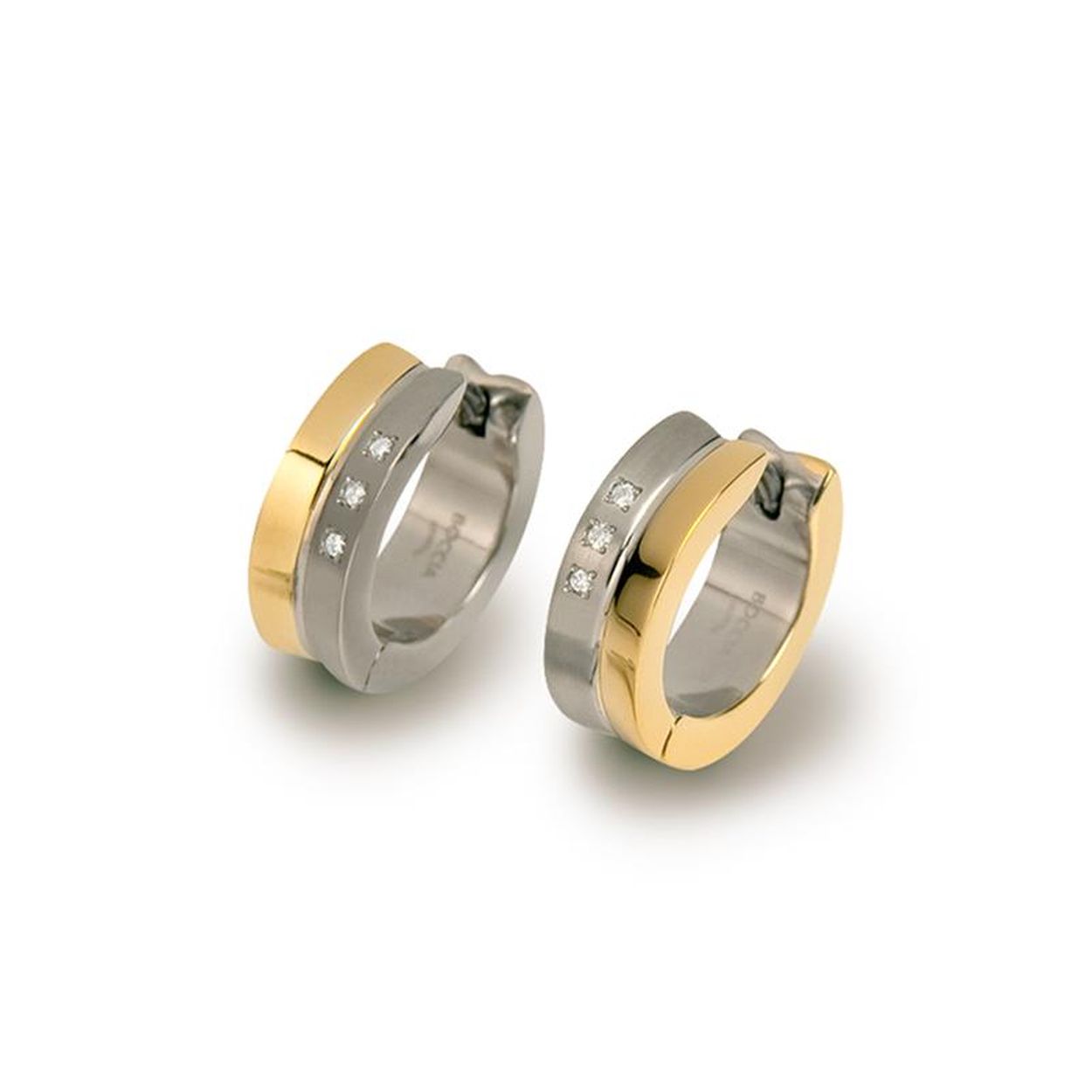 Titanium Creoolse oorbellen van het merk Boccia
Bi-color met diamant.