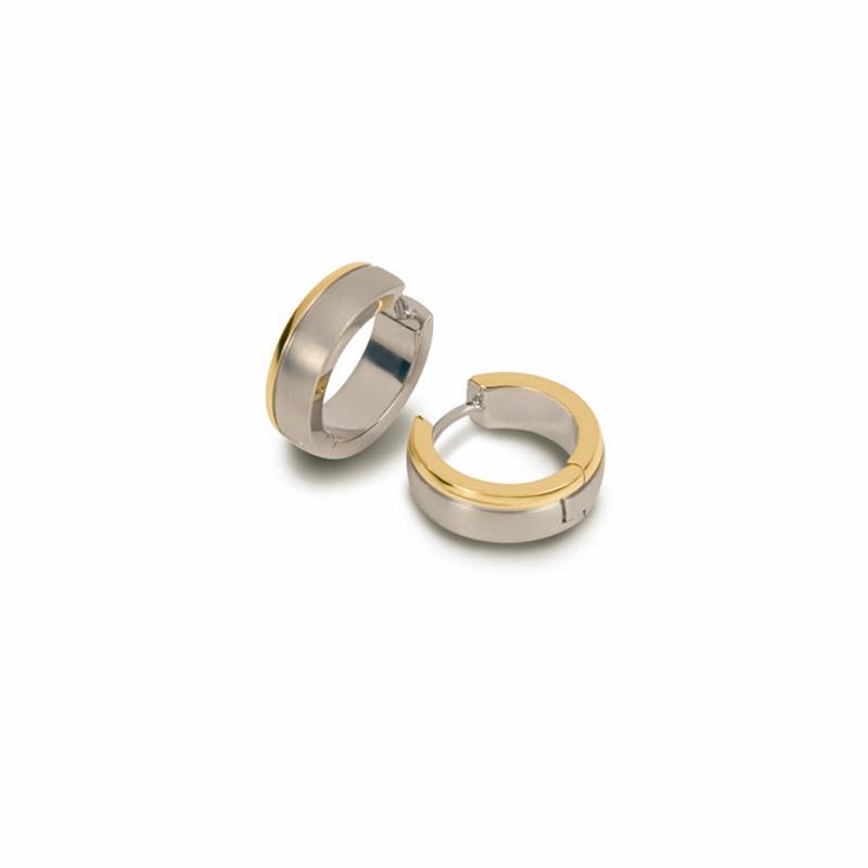 Boccia titanium oorringen mat-glanzend  deels goldplated