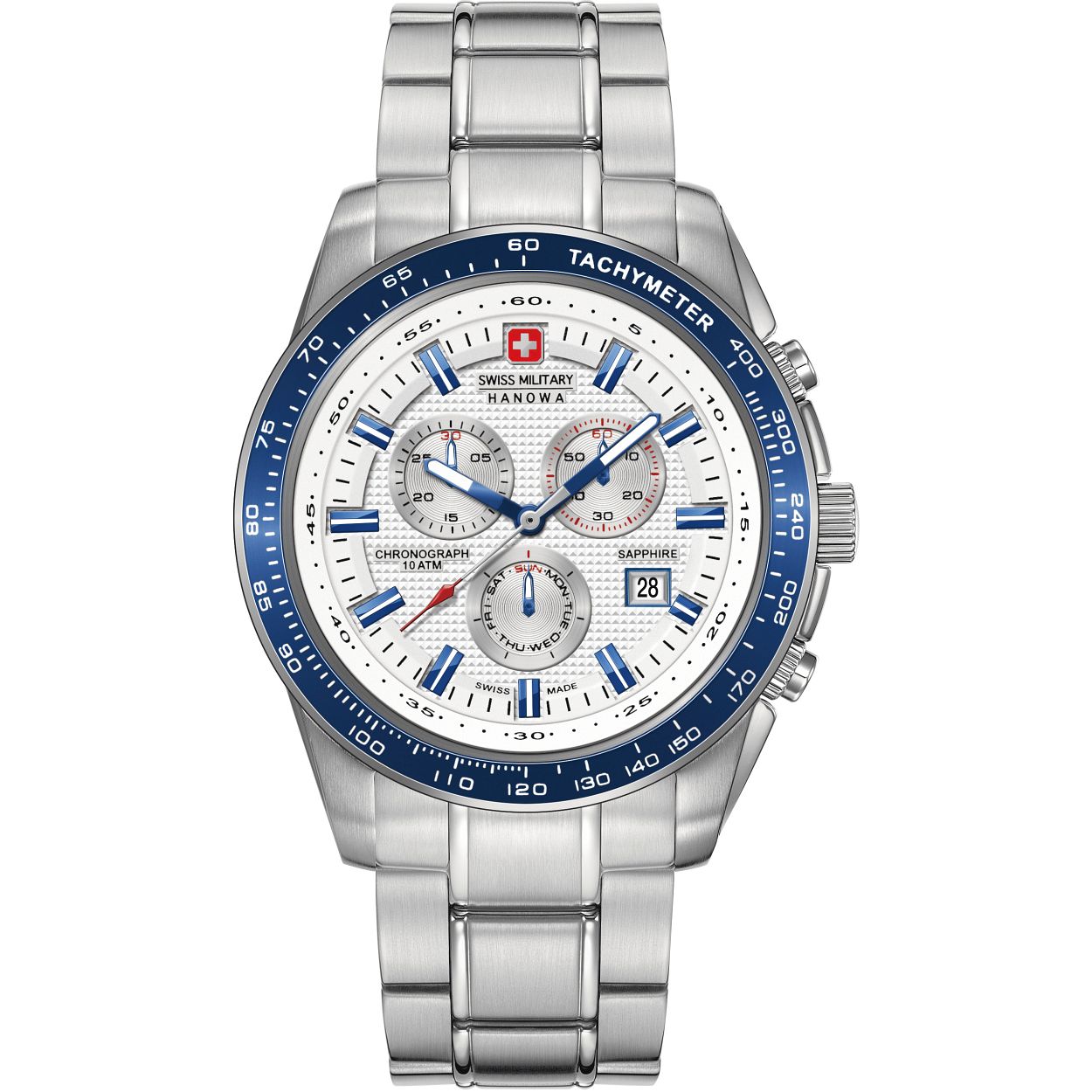 Dit herenhorloge is van het merk Swiss Military Hanowa. Het is een horloge gemaakt van edelstaal