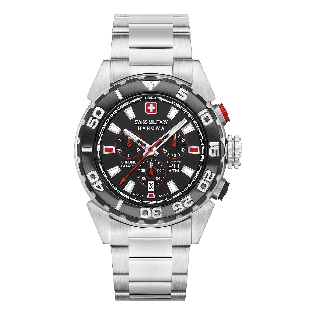 Dit is een prachtig horloge van het merk Swiss Military Hanowa. De kast is gemaakt van edelstaal. Dit is een quartz horloge.
