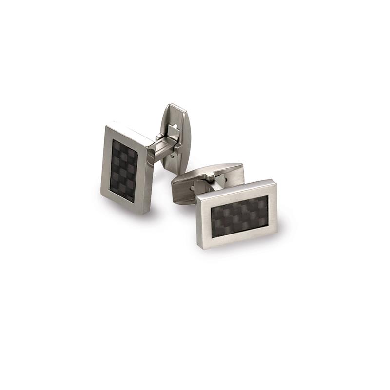 Titanium manchetknopen met Carbon inleg