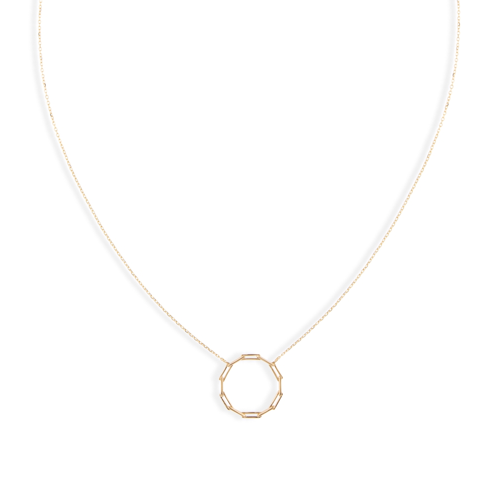 14kt gouden collier met tussenstuk rondje schakel