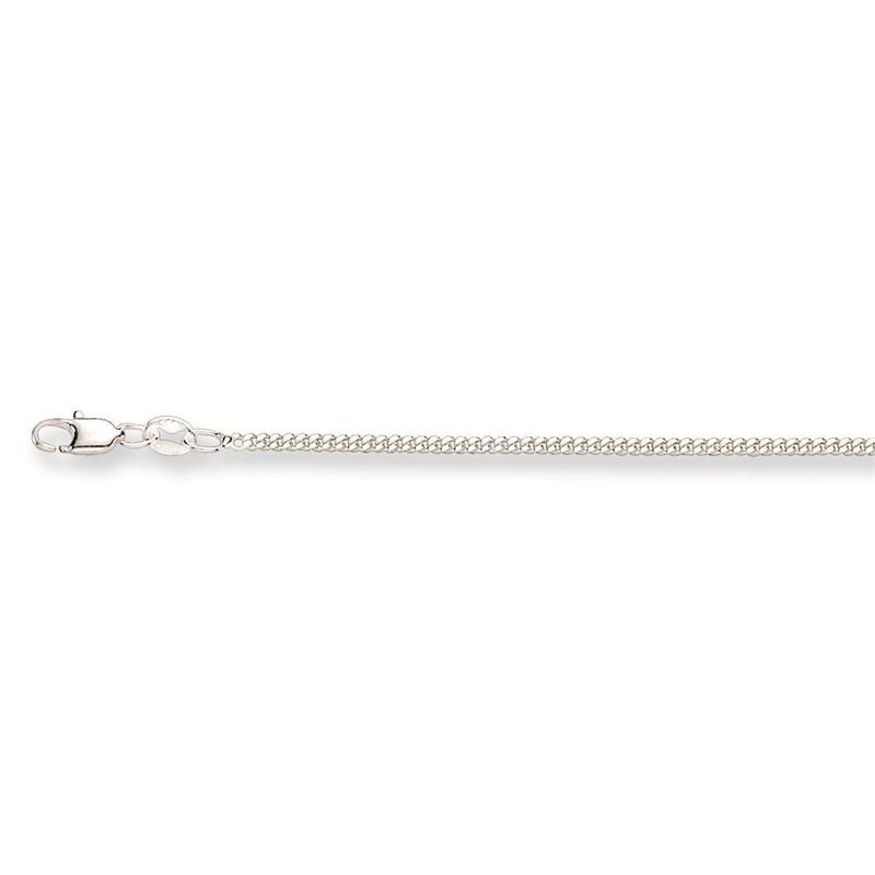 Zilveren collier in gourmet schakel, de breedte is 1.9mm de lengte 45cm.