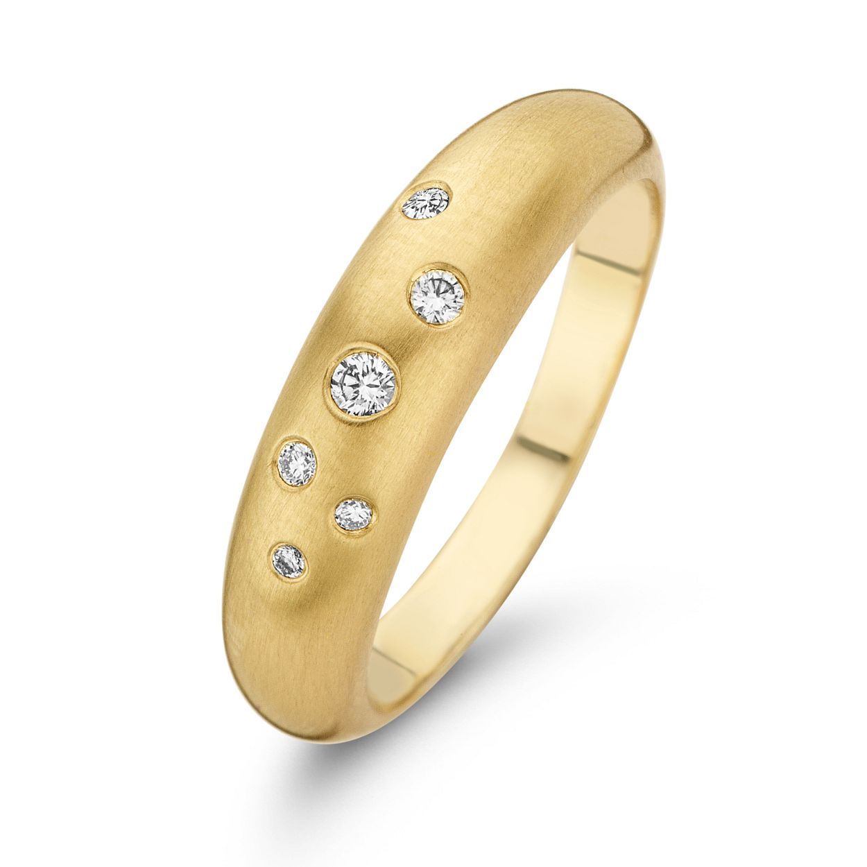 Gouden ring met zilveren kern en briljant geslepen diamanten 0.15crt