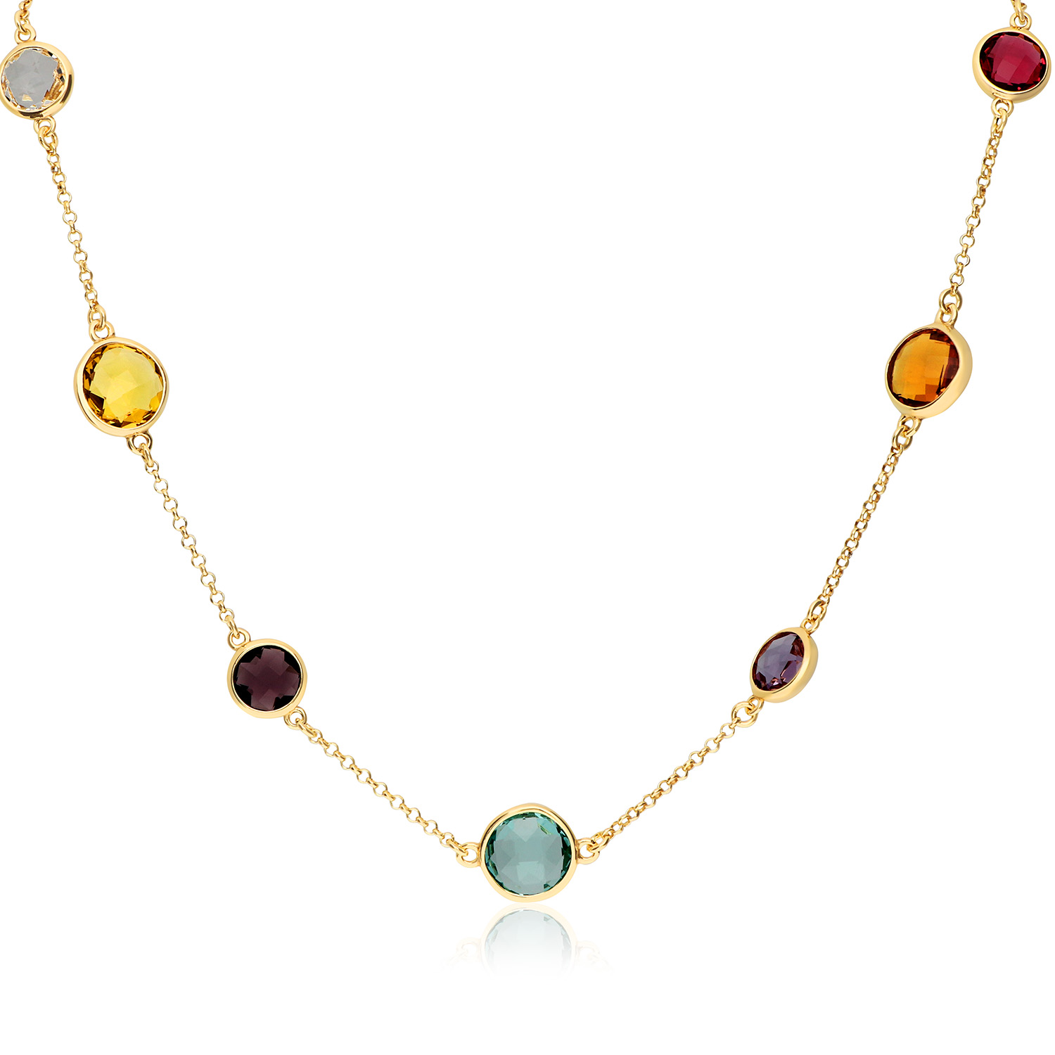 Zilver Verguld Anker Collier met Amethist, Topaas en Citrien