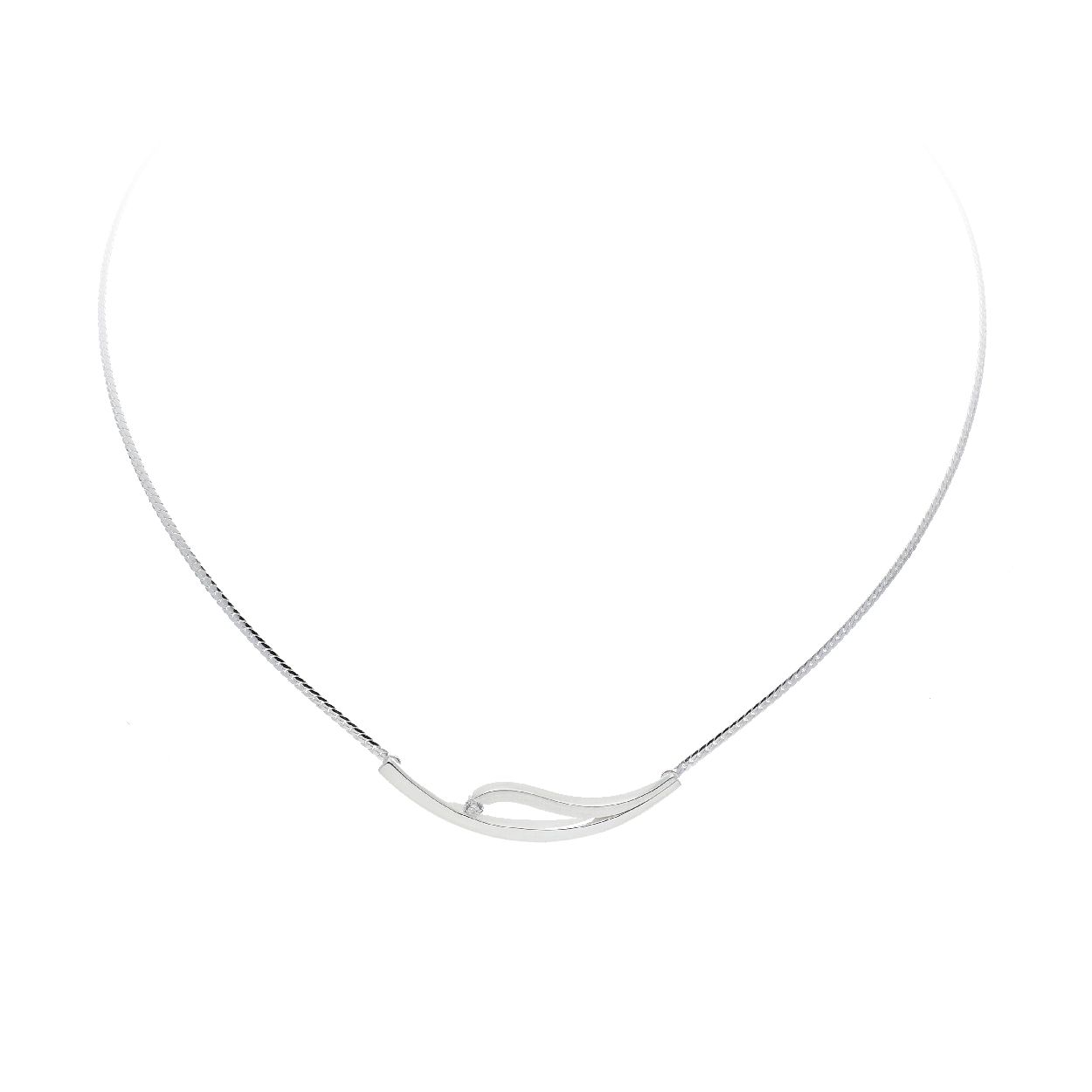 Zilveren collier choker mat/poli zirkonia 103071345
