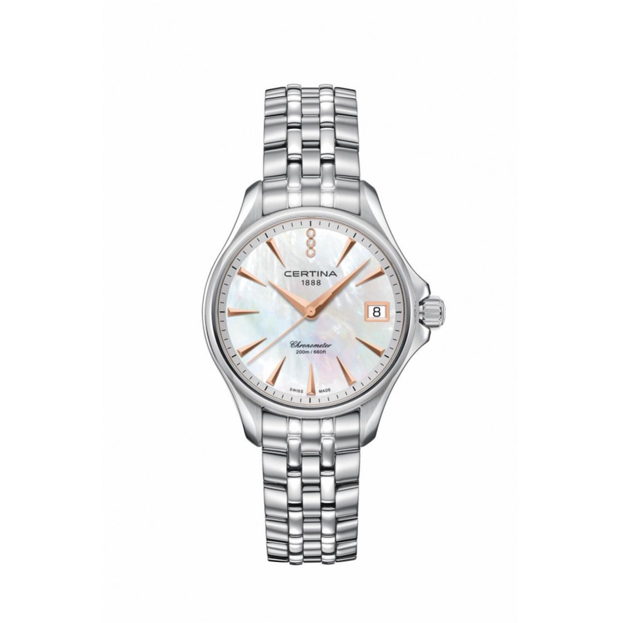 staal horloge met rose indexen 