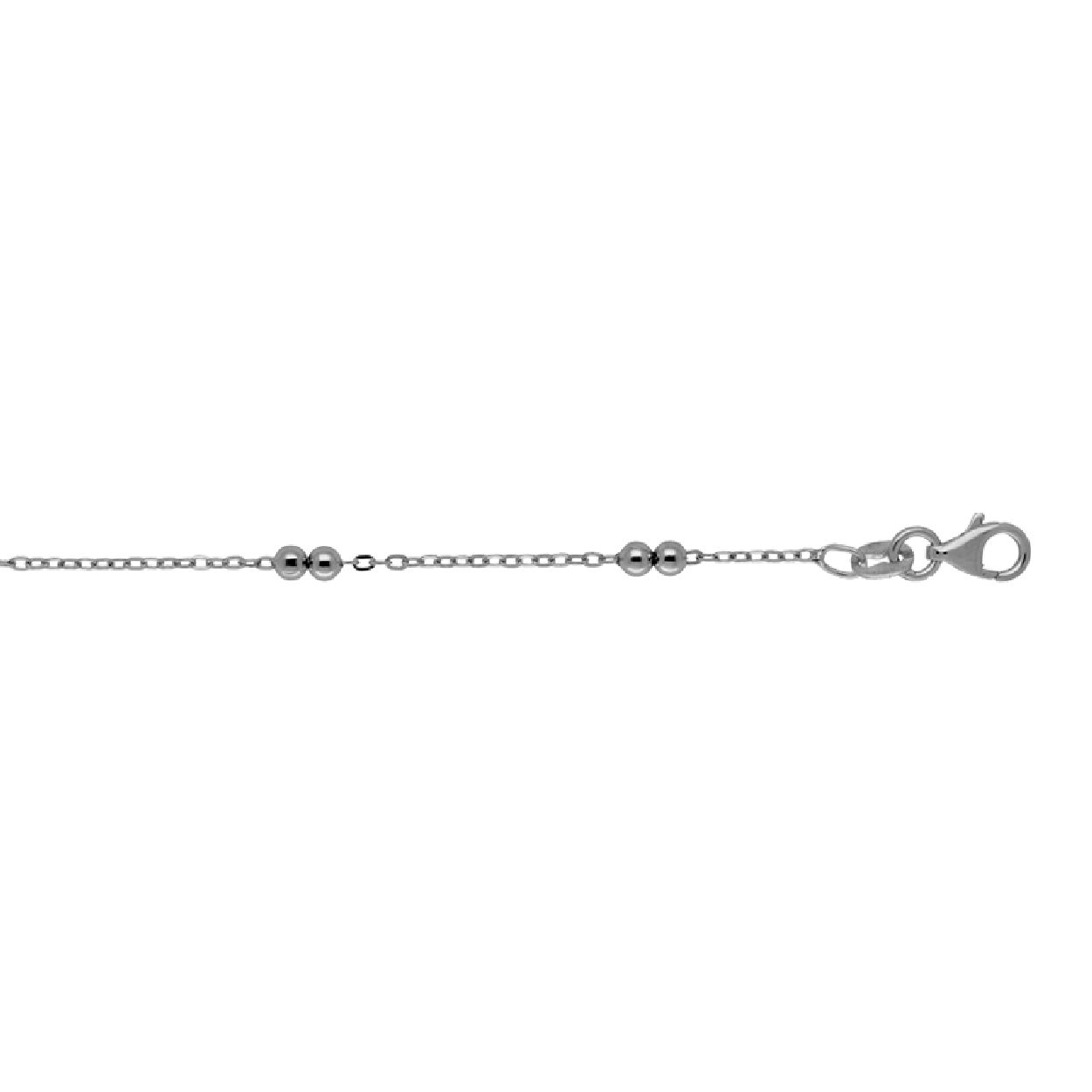 Zilver gerodineerde armband in anker schakel met bolletjes.
De armband is 17cm met een extra verlengstukje van 1,5cm