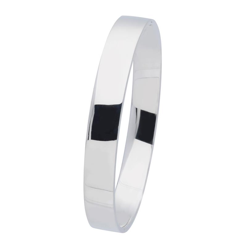 Zilveren bangle 10MM vierkant XL, 64mm