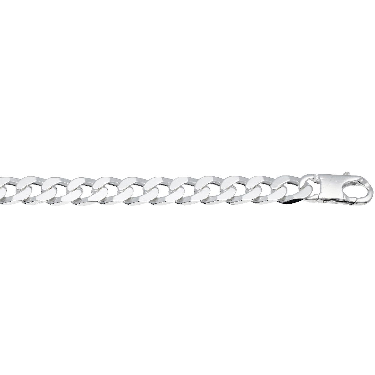 Een Sterling zilveren gourmet armband 6 zijdig geslepen in 8mm dikte en met een stevig karabijn sier slot.