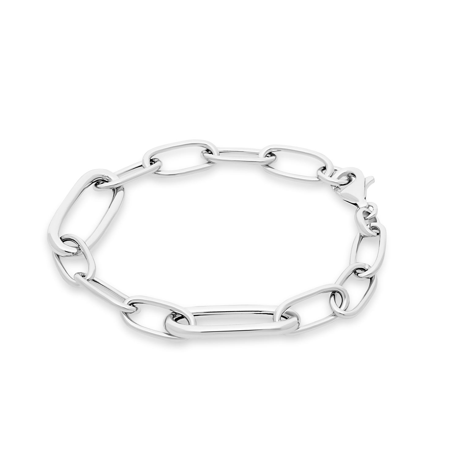 Zilveren armband paperclip fantasie ronde buis