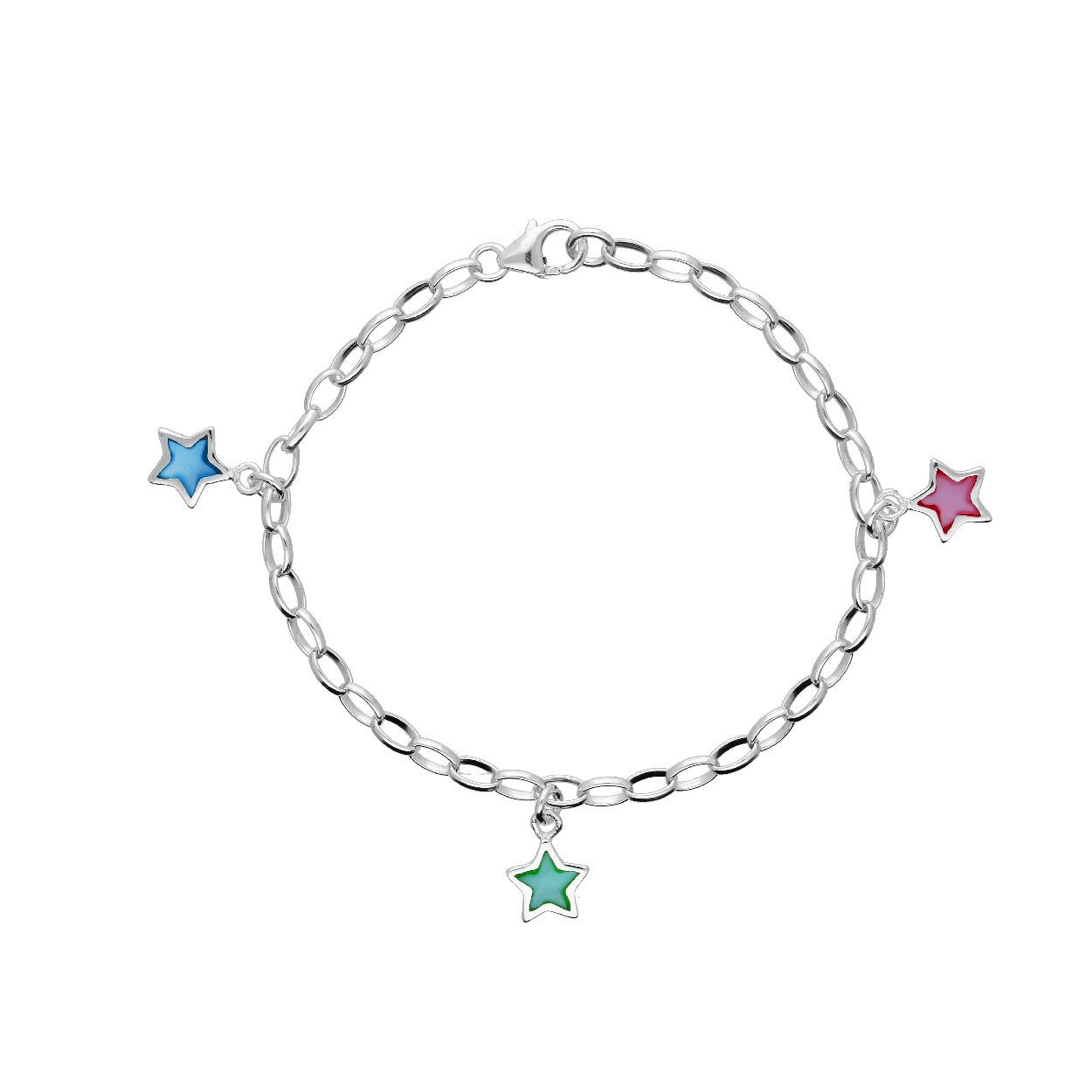 zilveren bedelarmband, pastel sterren 16cm