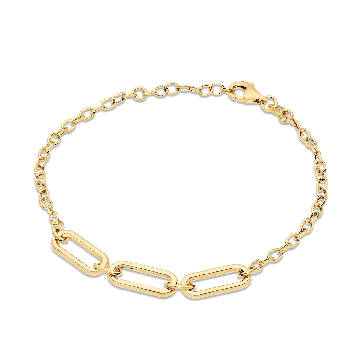 SCHAKELARMBAND - ZILVER VERGULD - 19CM