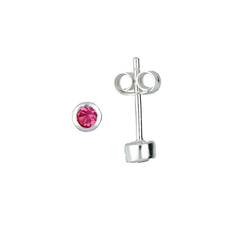 Zilver oorsteker rose steen