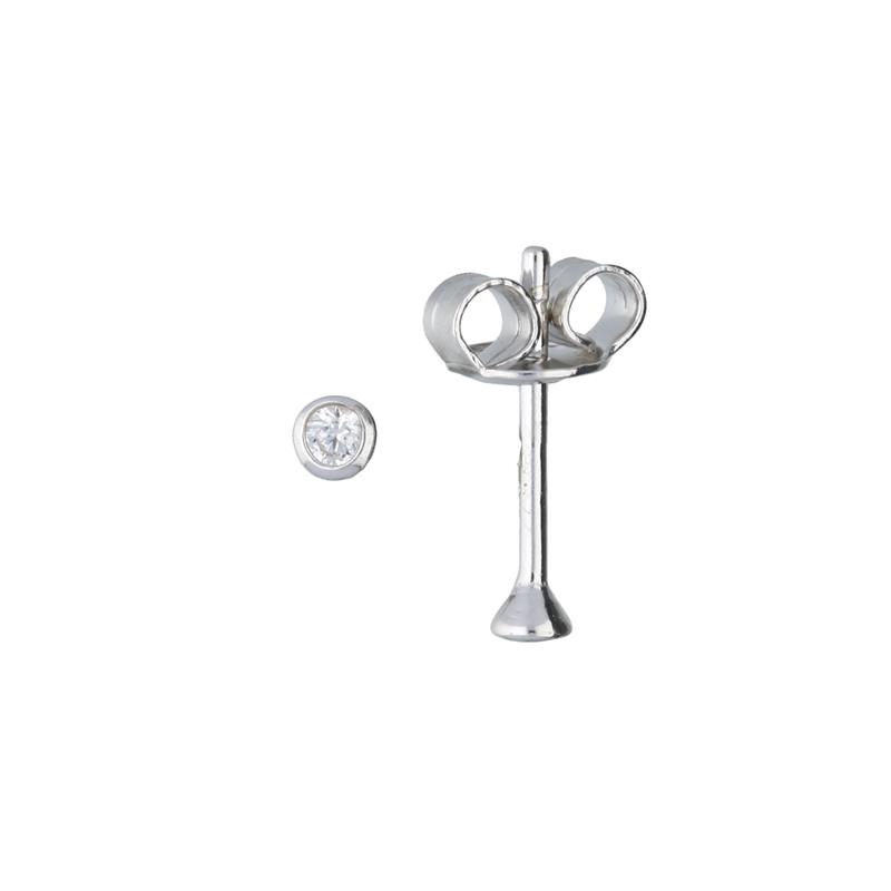 Zilveren Oorstekers met Zirkonia 2mm 