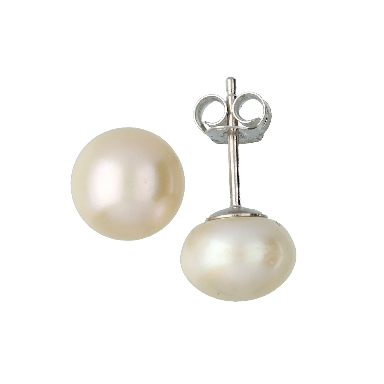 Zilver oorknop met zoetwaterparel 9mm 