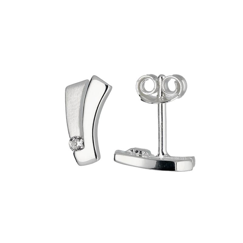 zilveren oorsteker met zirconia
